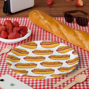 Grilled Hot Dog Pattern Paper Plate
