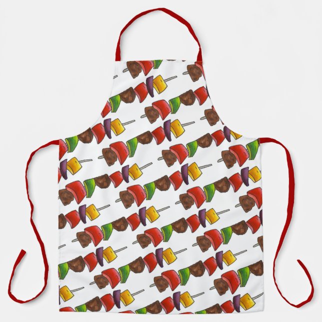 Grilled Kebab Vegetable Beef Skewers Picnic Food Apron (Front)
