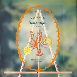 Grilled Lobster BBQ Seafood Summer Party Welcome Acrylic Sign
