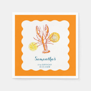Grilled Lobster Tails BBQ Seafood Summer Birthday Napkin