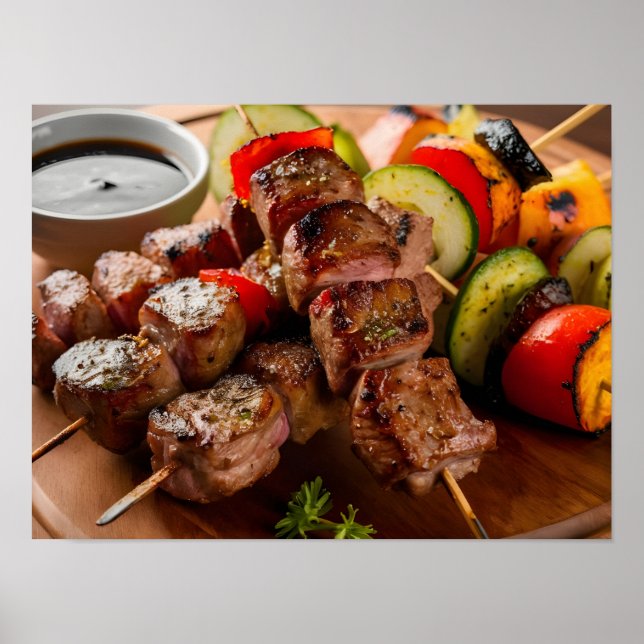 Grilled Meat Skewers and Shish Kebab Poster (Front)