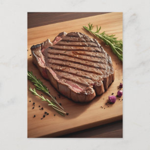 Grilled Ribeye Steak Rosemary Postcard