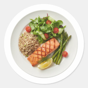 Grilled Salmon Healthy Meal Plate Sticker