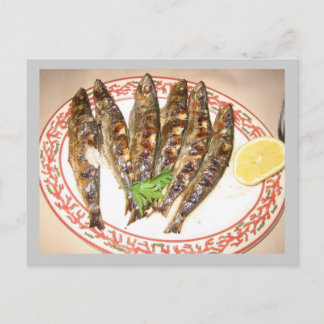 Grilled sardines postcard