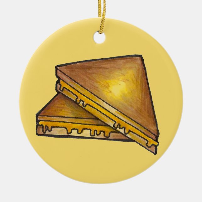 Grilled Toasted Cheddar Cheese Sandwich Toastie Ceramic Ornament (Front)