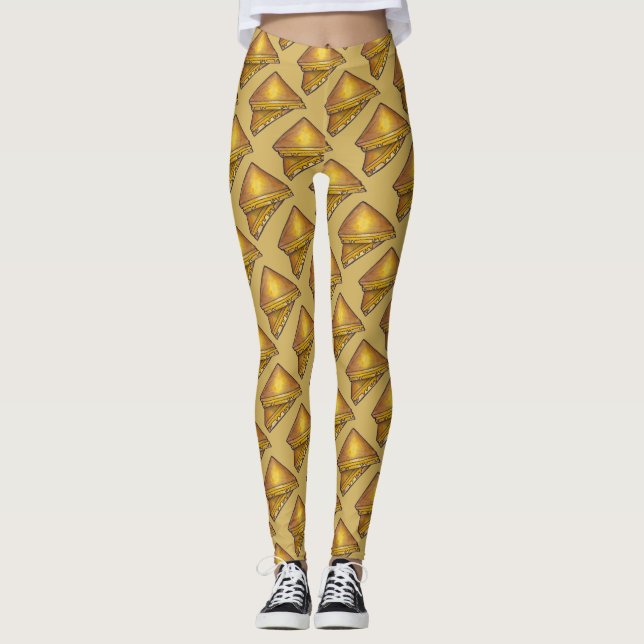 Grilled Toasted Cheese Sandwich Foodie Leggings (Front)
