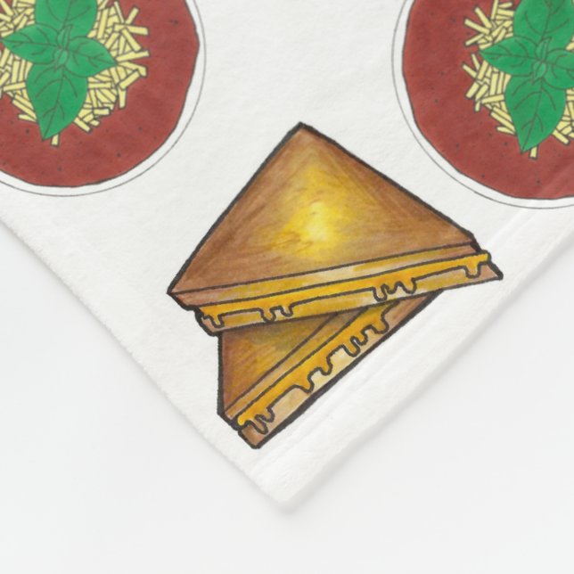 Grilled Toasted Cheese Sandwich Tomato Soup Foodie Fleece Blanket (Corner)