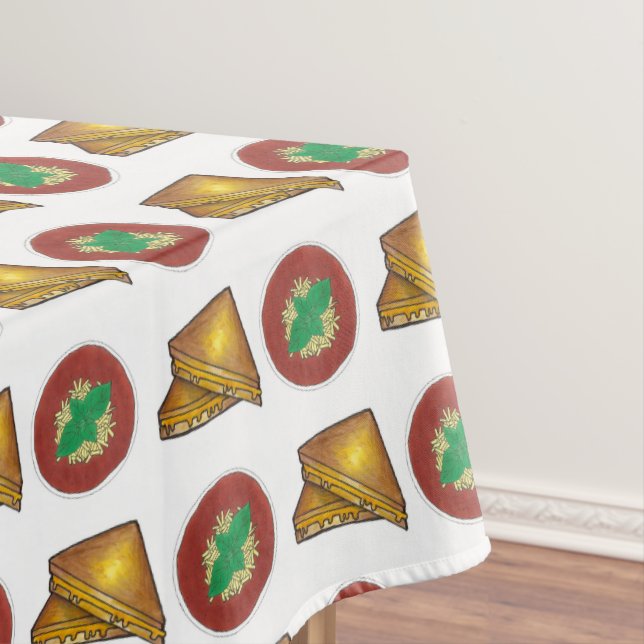 Grilled Toasted Cheese Sandwich Tomato Soup Foodie Tablecloth (In Situ)