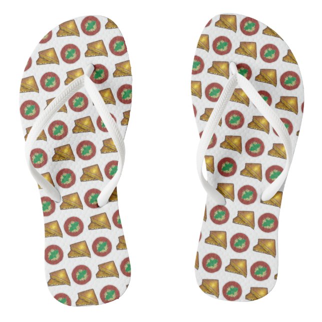 Grilled Toasted Cheese Sandwich Tomato Soup Foodie Thongs (Footbed)