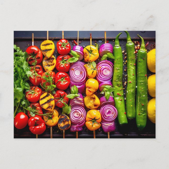 Grilled Vegetable. Array of beautifully charred ve Postcard (Front)