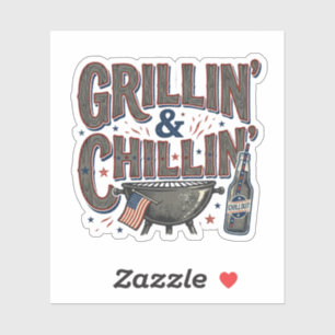 Grillin and Chillin Patriotic 4th of July BBQ Stic