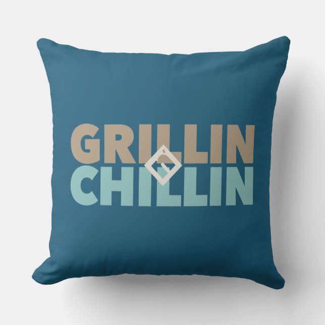 Grillin' and Chillin' Personalised Cushion (Front)