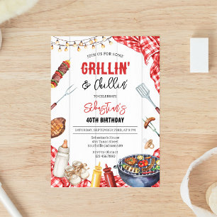 Grillin & Chillin Baby-q Backyard BBQ Baby Shower Invitation