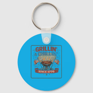 Grillin Chillin Since 1776 Bbq Cookout Key Ring