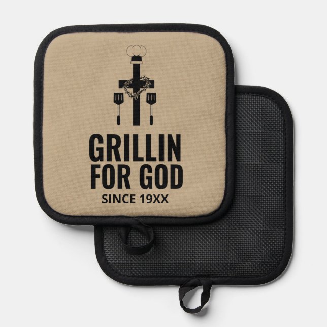 Grillin for God Pot Holder (Front/Back)
