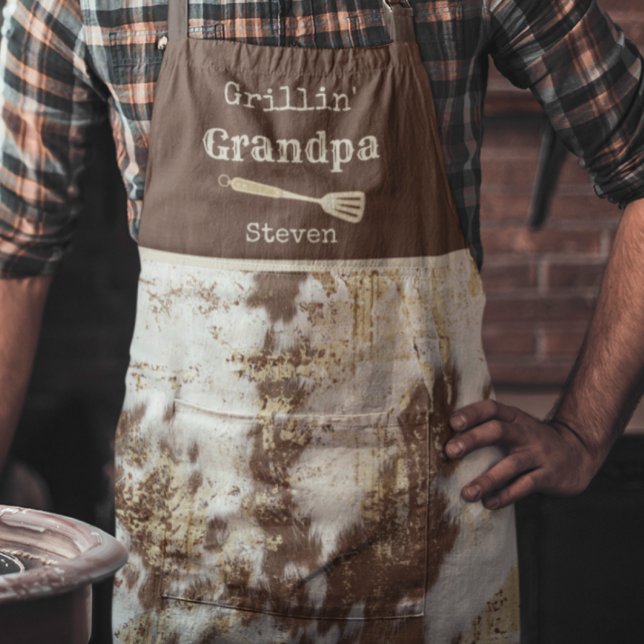 Grillin" Grandpa Cowhide Western Custom Apron (Creator Uploaded)