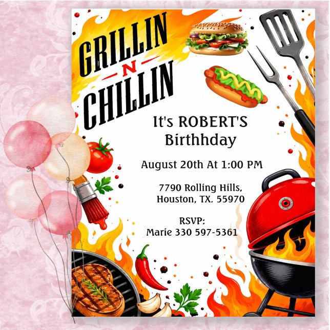 Grillin N Chillin Summer BBQ Party Invitation (Creator Uploaded)