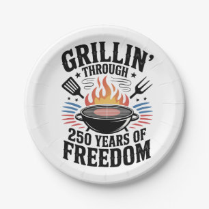 Grillin Through 250th Freedom Grill 4th Of July Paper Plate