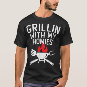 Grillin With My Homies  Funny Distressed Retro BBQ T-Shirt