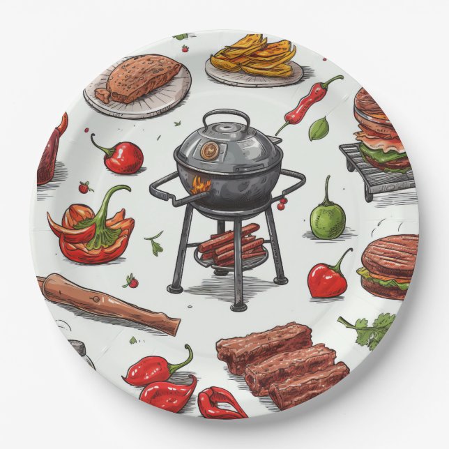 Grilling And Chilling  Paper Plate (Front)