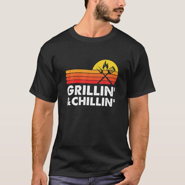 Grilling And Chilling Smoke Meat BBQ Gift Home T-Shirt (Front)