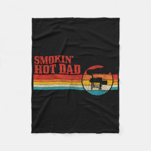 Grilling Bbq Funny Fathers Day Grill Vintage Smoki Fleece Blanket