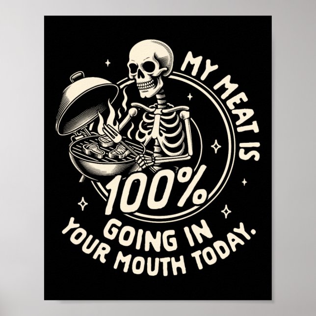 Grilling Bbq Party My Meat Is 100% Going In Your M Poster (Front)