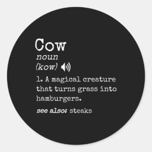 Grilling Beef Steak Lover Funny Cow Hamburger Defi Classic Round Sticker