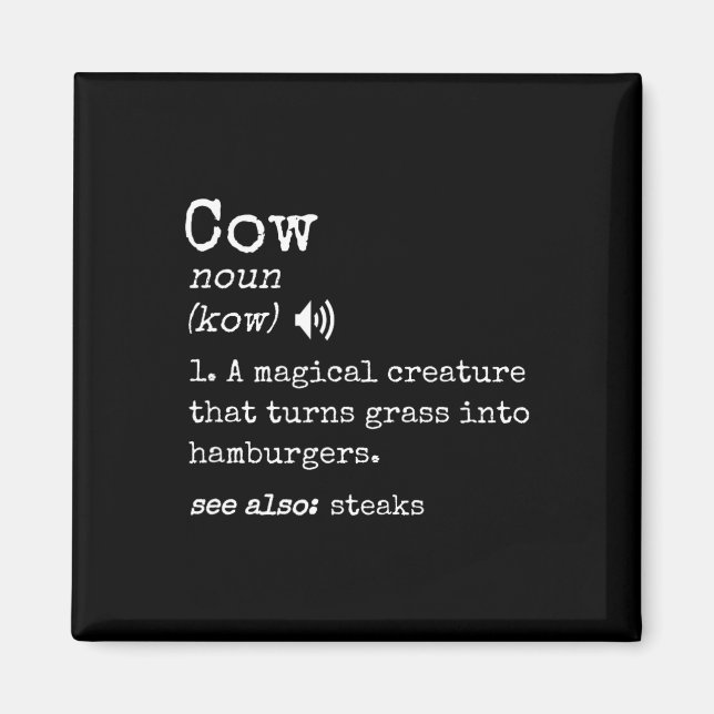 Grilling Beef Steak Lover Funny Cow Hamburger Defi Magnet (Front)
