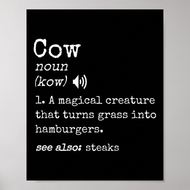 Grilling Beef Steak Lover Funny Cow Hamburger Defi Poster (Front)