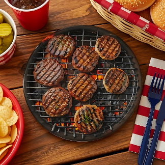 Grilling Burgers Funny Paper Plate