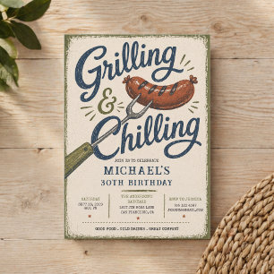 Grilling & Chilling BBQ 30th Birthday Invitation