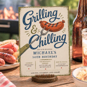 Grilling & Chilling BBQ 50th Birthday Invitation