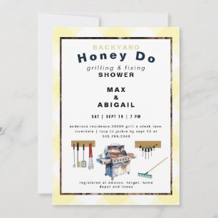 Grilling & Fixing Yellow Couples Shower  Invitation