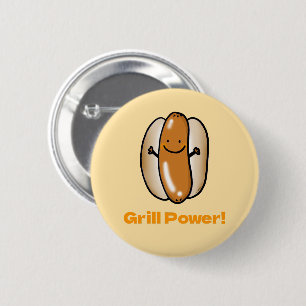 Grilling Hot Dog Cartoon 6 Cm Round Badge
