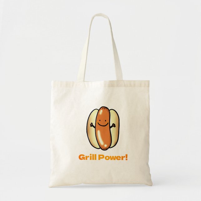Grilling Hot Dog Cartoon Tote Bag (Front)