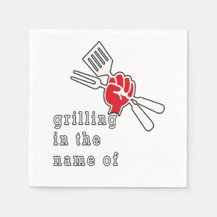 Grilling in the Name Of, Funny BBQ Party Paper Na Napkin