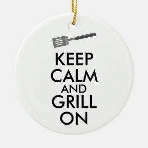 Grilling Keep Calm and Grill On Barbecue Spatula Ceramic Tree Decoration
