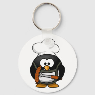 Grilling Penguin Keychain