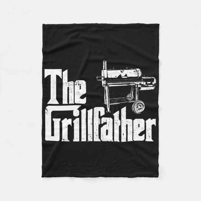 Grilling Smoker And Grill Chef Grillfather Grilled Fleece Blanket (Front)