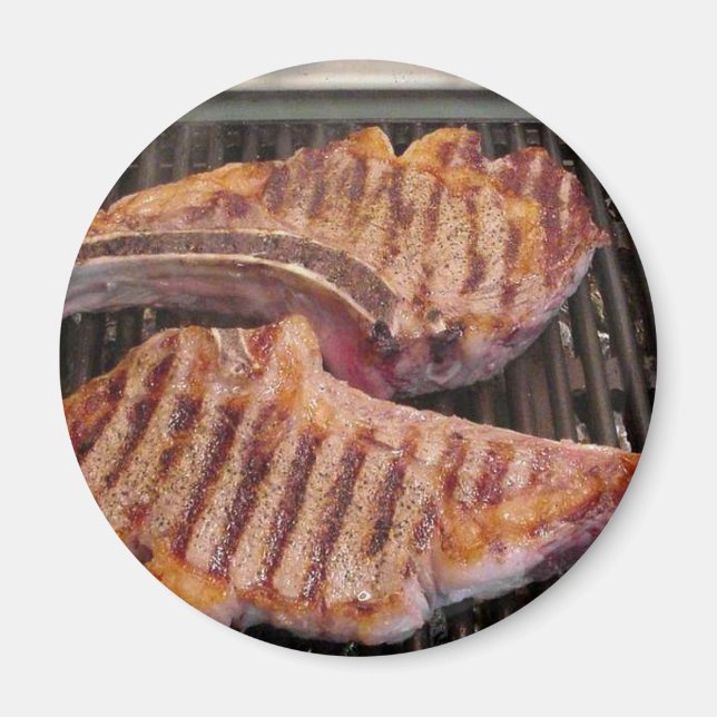 Grilling Steaks Food Dinner Magnet (Front)