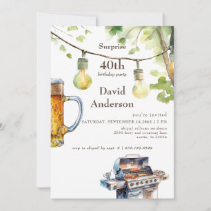 Grilling Surprise 40th Birthday Party Invitation