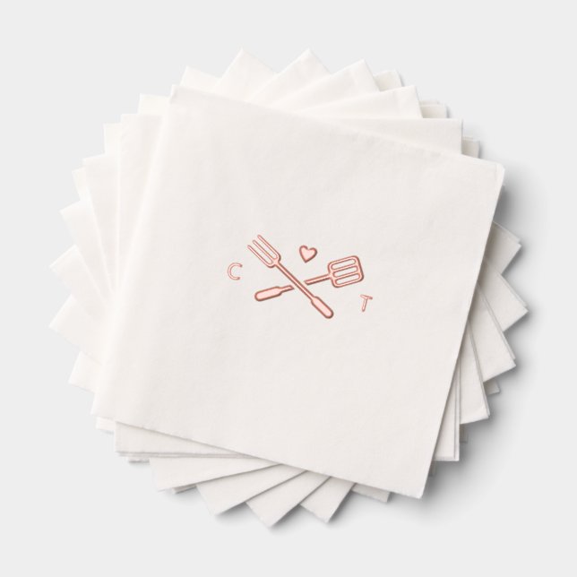 Grilling Tools and Initials I Do BBQ Shower Foil Napkins (Insitu (Stacked))