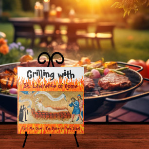 Grilling with St. Lawrence of Rome (M 022) Ceramic Tile