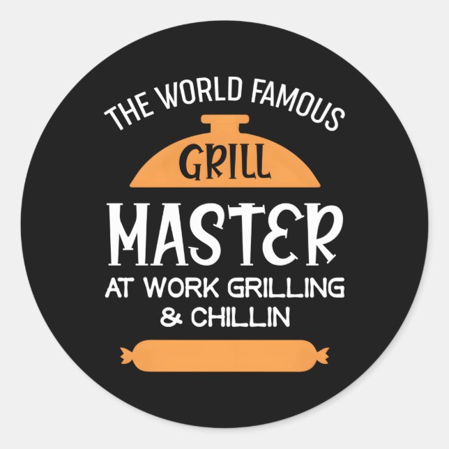 Grillmaster Bbq The World Famous Grill Master Classic Round Sticker (Front)