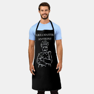 Grillmaster Black White Modern Foodie chef Dad Apron
