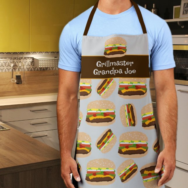 Grillmaster Personalised Burger Pattern BBQ  Apron (Creator Uploaded)