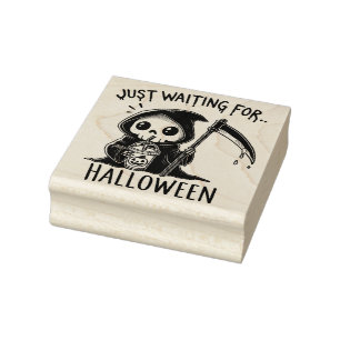 Grim & Chill – Just Waiting for Halloween Rubber Stamp