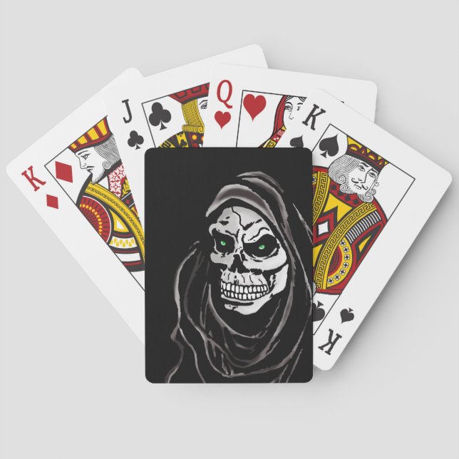 Grim Death reaper Halloween skull design Playing Cards (Back)