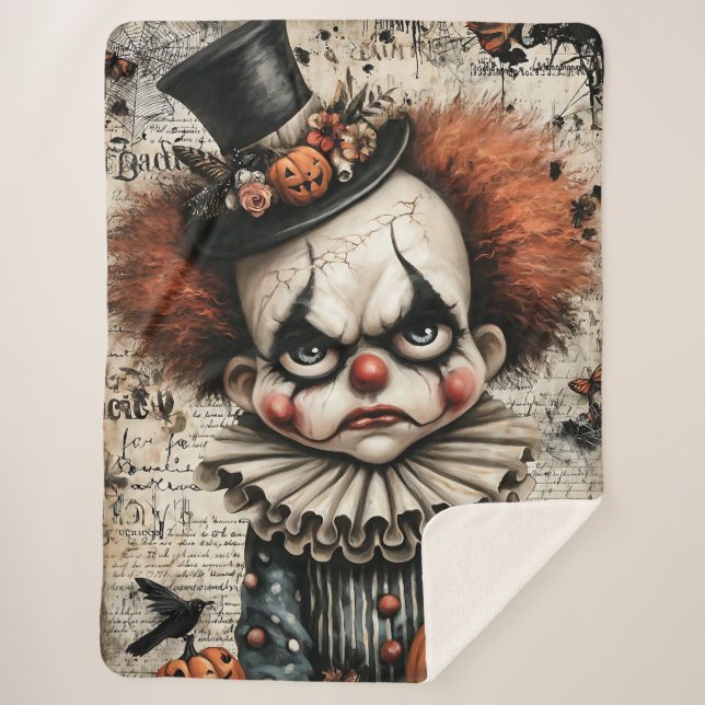 Grim Grin – The Melancholy Masquerade Sherpa Blanket (Front)